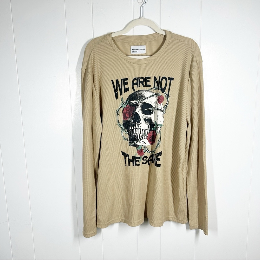 4th Dimension Beige We Are Not The Same Graphic Long Sleeve Thermal Large